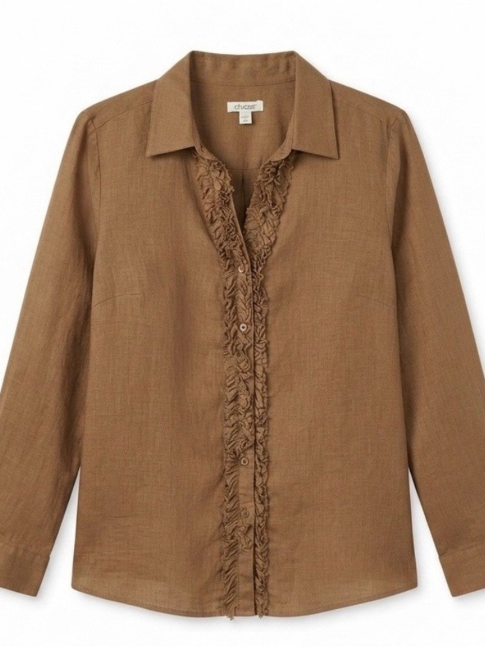 Chico’s Floral Trimmed Linen Shirt - Picture 7 of 7